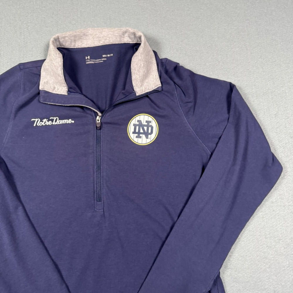 Under Armour Notre Dame Fighting Irish Navy Blue Quarter Zip Pullover Womens MD - Picture 9 of 11